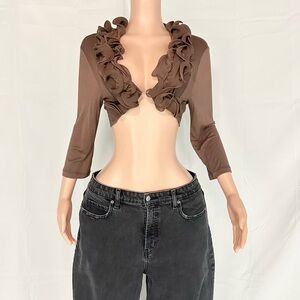 Brown Ruffled Women's Top